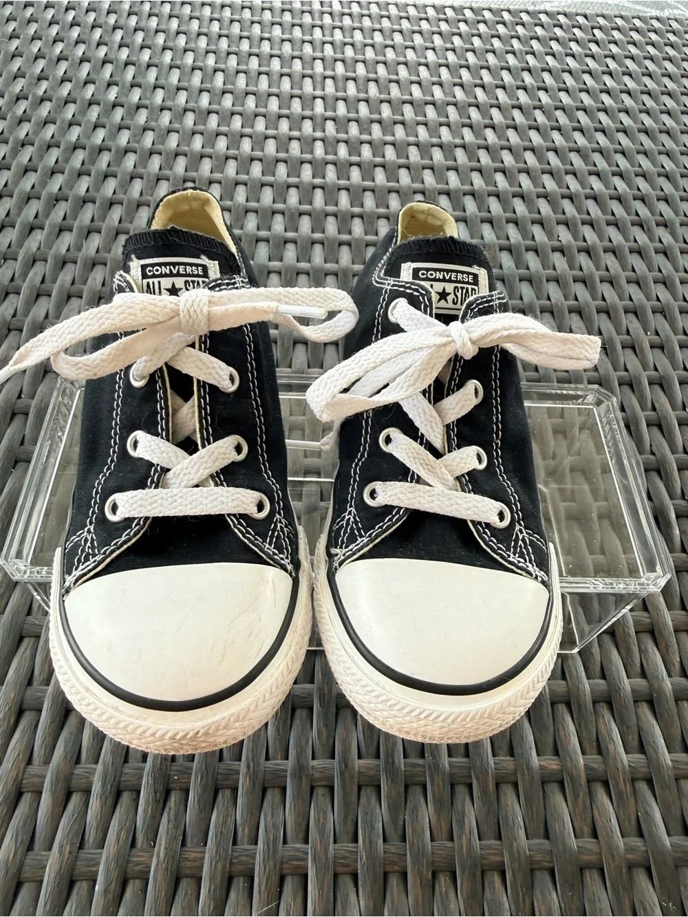 Converse All Star Kids Low Top Sneakers Black White Size 10 Toddler